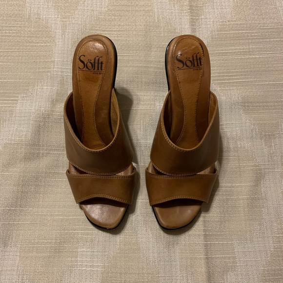 Sofft dark tan leather sandals, size 6, 3.25” heel - Picture 10 of 15